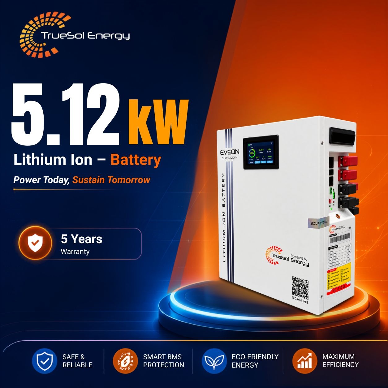 EVEON 5.12kW LiFePO4 Battery