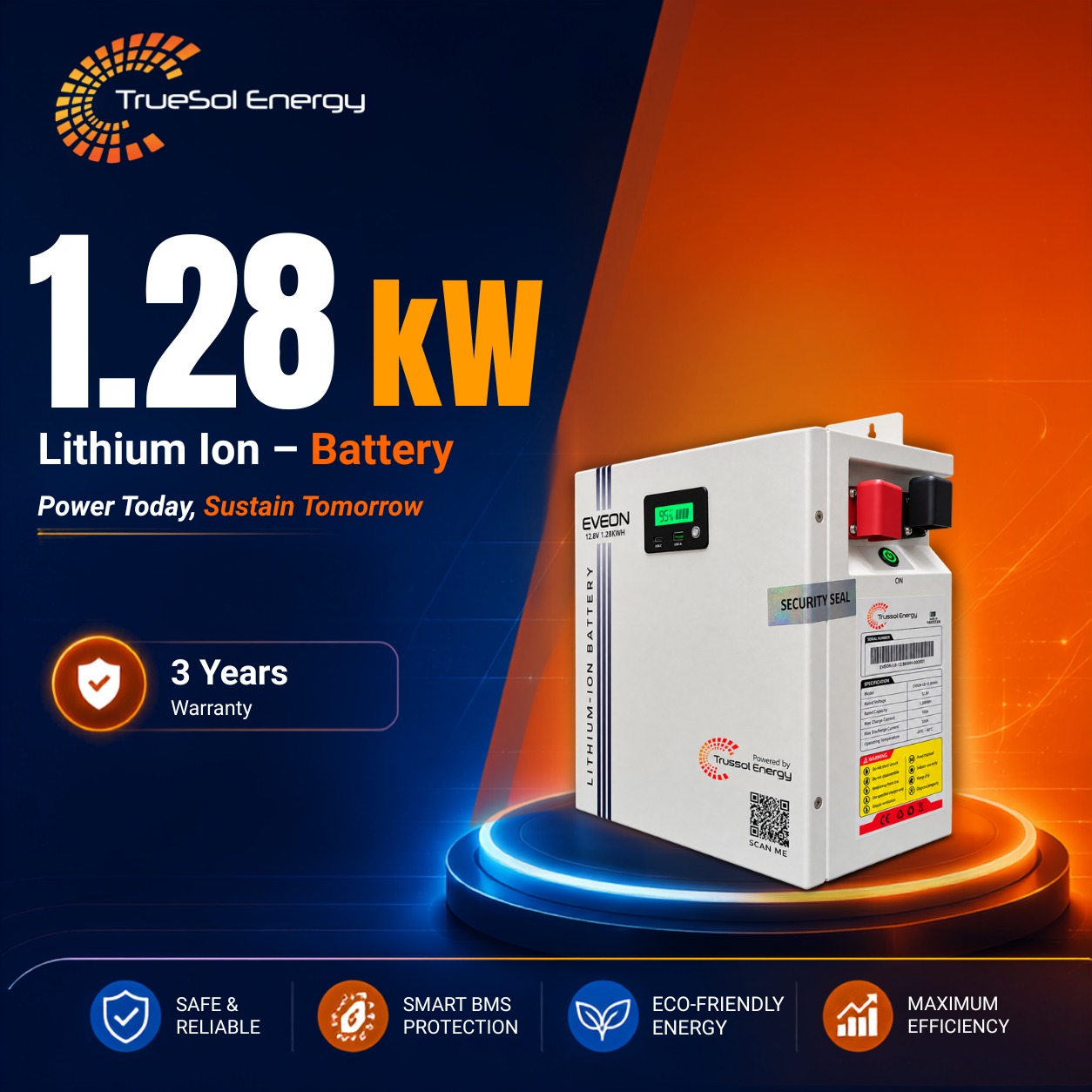 EVEON 1.28kW LiFePO4 Battery